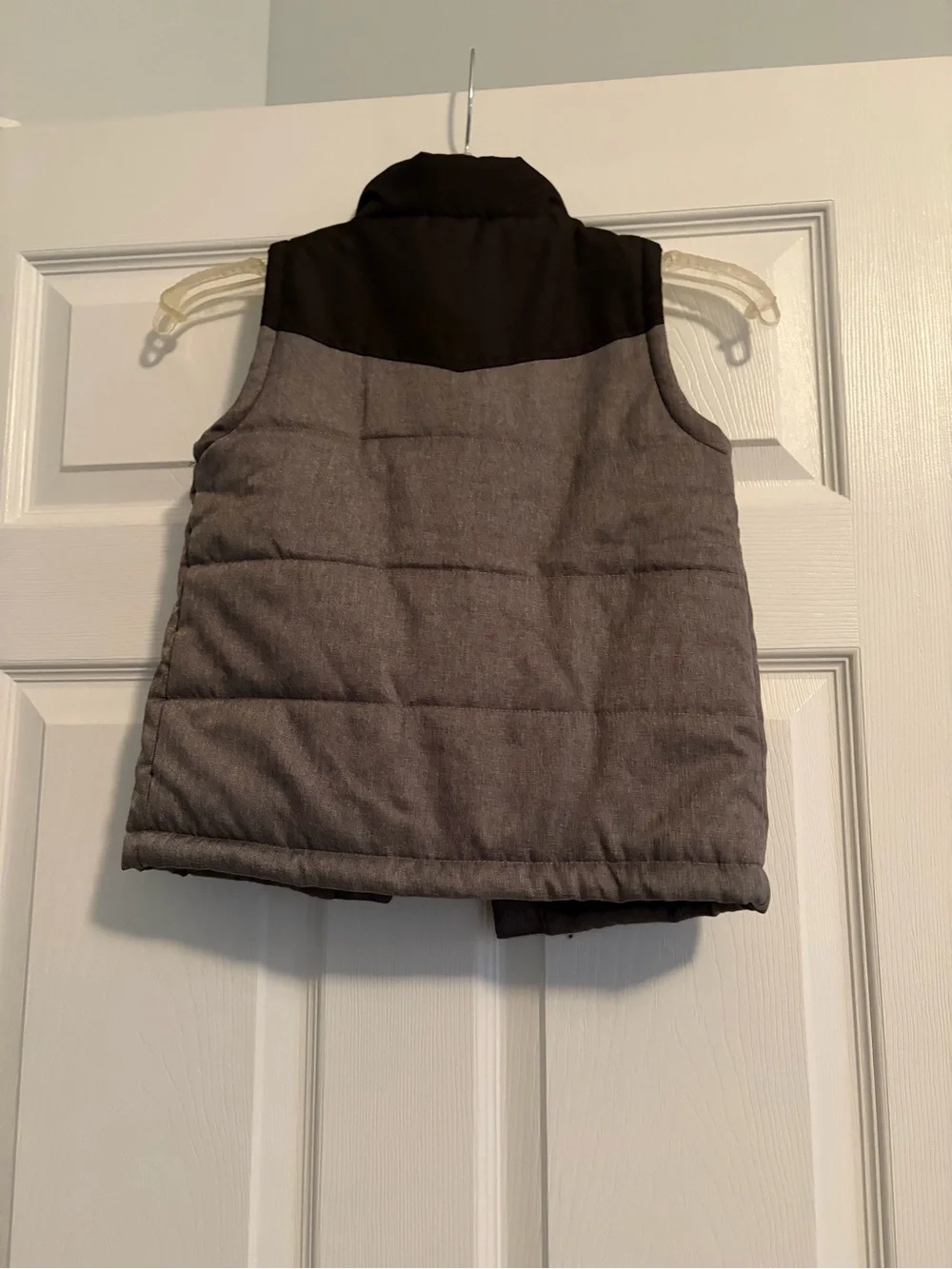 Bienzoe Boys Quilted Puffer Vest - Gray with Black Yoke and Black Interior